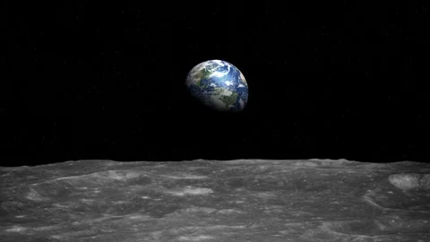Earth rising from surface of the moon Stock Footage 85633662