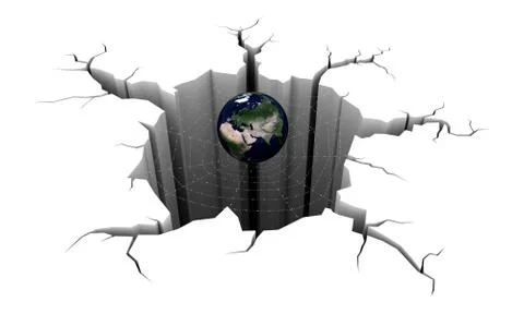 Earth rolls into the ravine Stock Illustration