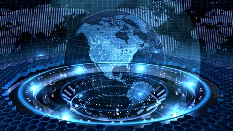 Earth rotated on a blue loop Stock Footage 72521172