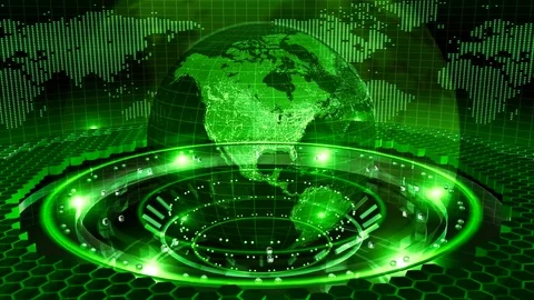 Earth rotated on a green loop Stock Footage 72521400