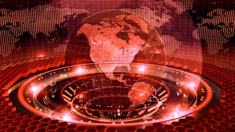 Earth rotated on a red loop Stock Footage 72521769