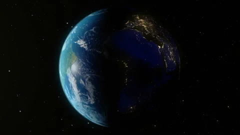 Earth rotates around its axis. World Globe surrounded by infinite space. World Stock Footage 98818555