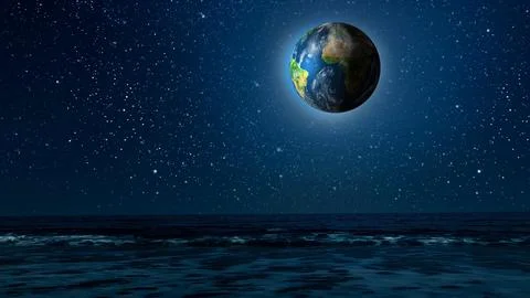 The earth rotates in the see background. Elements of this image furnished b.. Foto stock