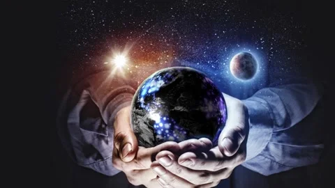 The earth rotates in your hands Stock Footage 166718502