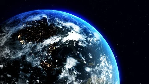 Earth rotating 360 degrees in space - realistic world globe spinning, seamless l Stock Footage