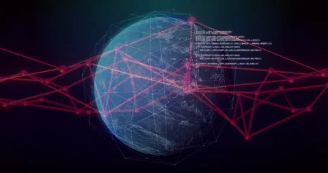 Earth rotating in 3D wireframe sphere, s... | Stock Video | Pond5