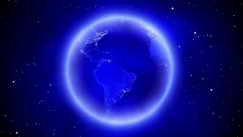 Earth Rotating on black space background with stars Loop. Video stock 155942585