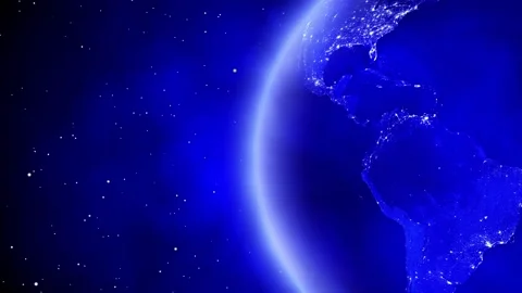 Earth Rotating on black space background with stars Loop. Video stock 155943946