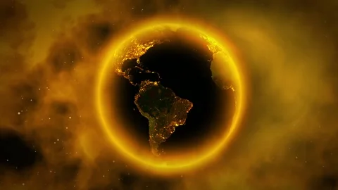 Earth Rotating on black space background with stars Loop. Video stock 156318980