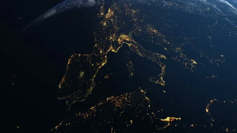 Earth rotating on its axis in black space - realistic world globe spinning Stock Footage 100663297