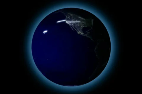 EARTH ROTATING WITH LINES Stock Footage 601609