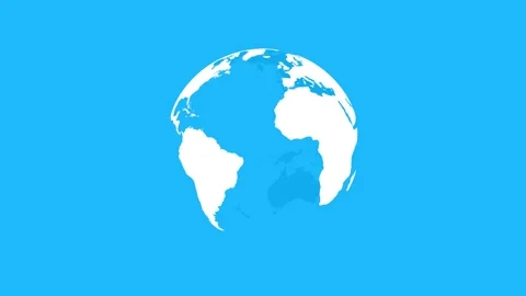 Earth rotating loop, Map of the Planet on blue background Stock Footage 293341071