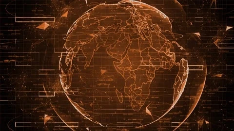Earth rotating with node and line connection, binary code, futuristic and Stock Footage 252405898