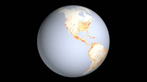 Earth rotating, showing the density of human population Video stock 64803981