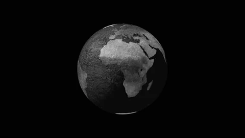 Earth rotating in the solar system black and white Stock Footage 137225674