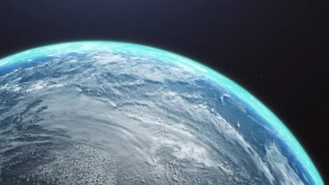 Earth Rotating in Space Against Black Background with Stars. Stock Footage 345131785