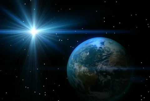 Earth rotating in space NTSC Stock Footage 109898