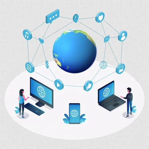 Earth rotating in space surrounded by network of social connections Stock Footage 301668932
