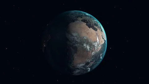 Earth rotating on starry background in loop Illustrazione stock