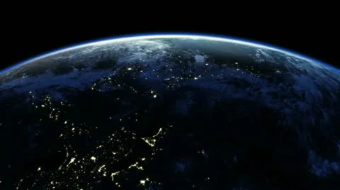 Earth rotation 360 degrees. Cities at Night. Looped animation. HD 1080. Stock Footage 12334342
