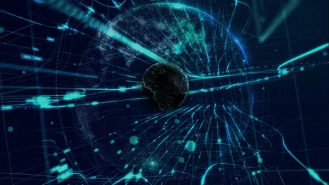 Earth rotation data technology background Stock Footage 233319779