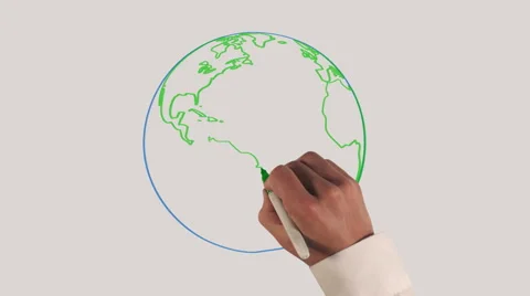 Male Hand Speed Draw Planet Earth Using Blue and Green Markers on  Whiteboard Stock Video - Video of concepts, blueprint: 87633185