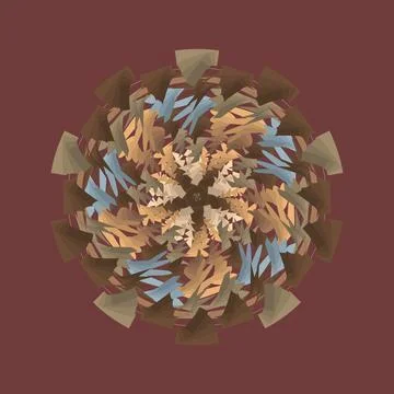 Earth rustic iron themed geometric tile mandala, accented by oxide red, bronze, Illustrazione stock