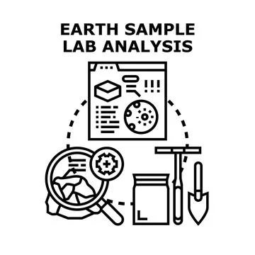 Earth sample lab analysis geology research process 스톡 일러스트