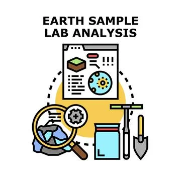 Earth sample lab analysis geology research process Stockillustratie