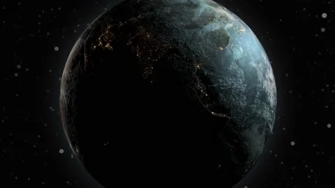 Earth seen from space, the globe spinning on satellite view on dark background. Stock Footage 205736086