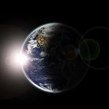 Earth seen from space at sun dawn and stars -elements of this image furnished Stock Illustration
