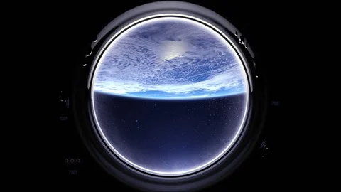 Earth as seen through window of International Space Station. Flight right Stock Footage 75240553