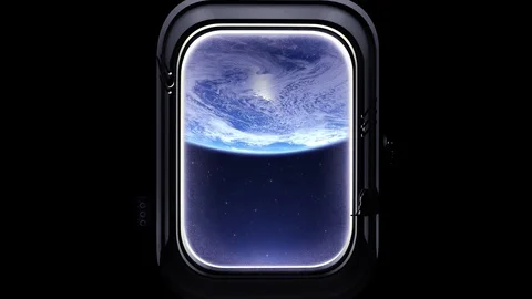 Earth as seen through window of spaceship, moving to the right, Space, earth Stock Footage 74850960