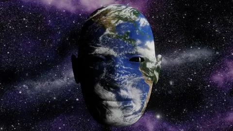 Earth in a shape of human face with the stars and galaxy Stock Footage 246787247