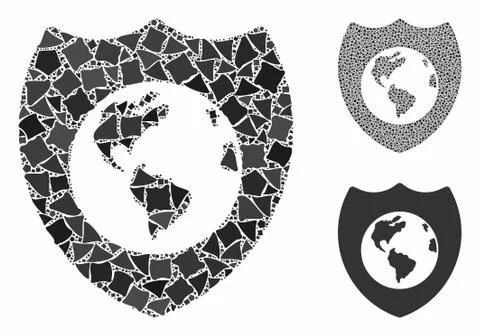Earth shield Composition Icon of Bumpy Pieces イラスト素材