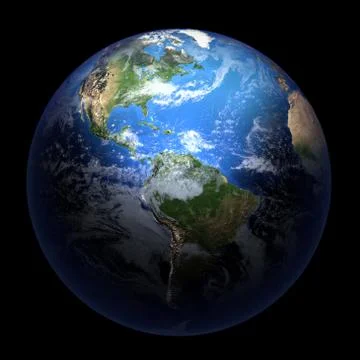 Earth showing america isolated on solid black 스톡 일러스트