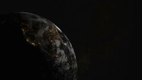 Earth side closeup in dark space 4k Video stock 234027970
