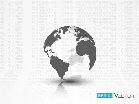 Earth silhouette with binary code Stock Illustration