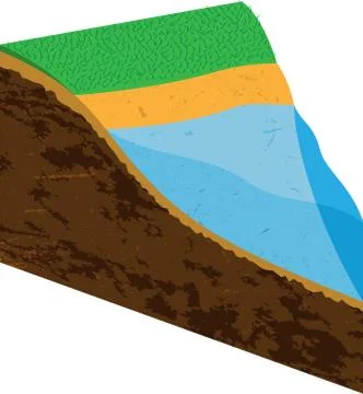 Earth slice with water source Stock Illustration