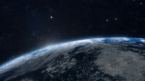 The Earth slowly rotating in space, backlit by the sun with the lights. Stock Footage 123143194