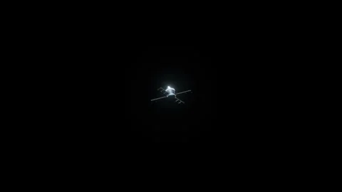 Earth slowly rotating in space, backlit by the sun with the lights of the planet Stock Footage 138631930