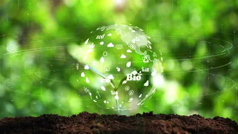 The earth on a small tree with environment ecology sign hologram on natural back Stock Footage 169422840