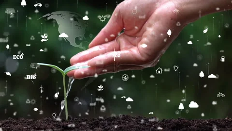 The earth on a small tree with environment ecology sign hologram on natural. Stock Footage 208573361
