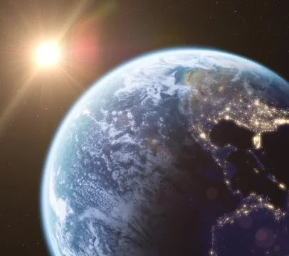 Earth in space, 3d render Stock Illustration