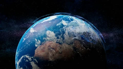 Earth in space and network coverage of 5G technology. 5th mobile generation. Stock Footage