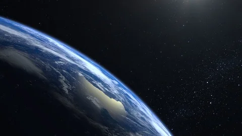 Earth from space. The camera approaches the Earth and rotates. No sun in the Stock Footage 103479486