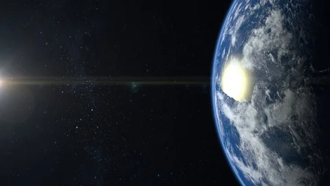Earth from space. The camera is approaching Earth. Stars twinkle. 4K. The earth Stock Footage 104767614
