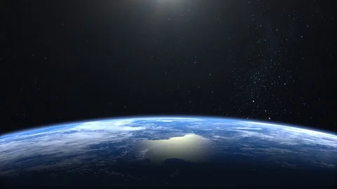 Earth from space. The camera is approaching Earth. Stars twinkle. 4K. Realistic Stock Footage 111152197