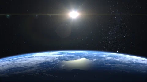Earth from space. The camera is approaching Earth. Stars twinkle. 4K. Realistic Stock Footage 111152198