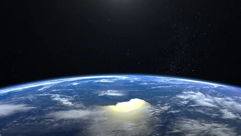 Earth from space. The camera flies away from the Earth. Stars twinkle. 4K Stock Footage 109060922